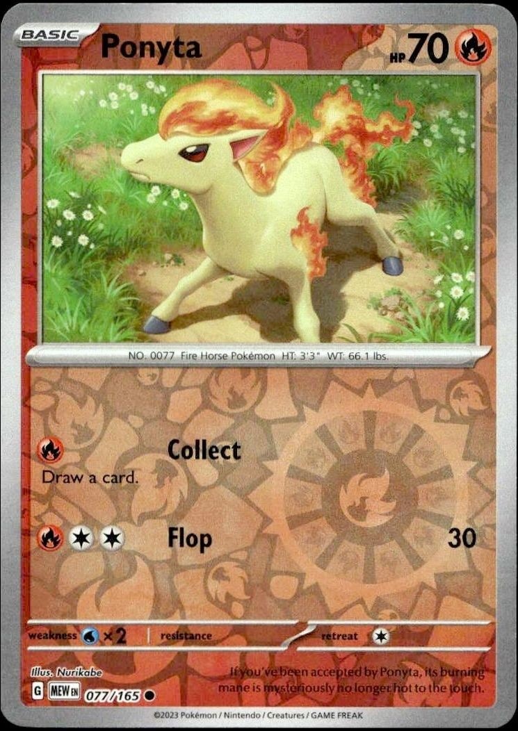 2023 Pokémon 151 Ponyta #077/165 trading card