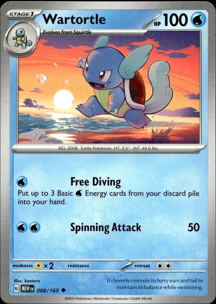 2023 Pokémon 151 Wartortle #008/165 trading card