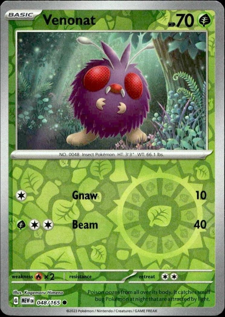 2023 Pokémon 151 Venonat #048/165 trading card