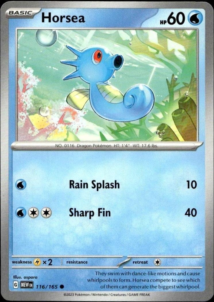 2023 Pokémon 151 Horsea #116/165 trading card