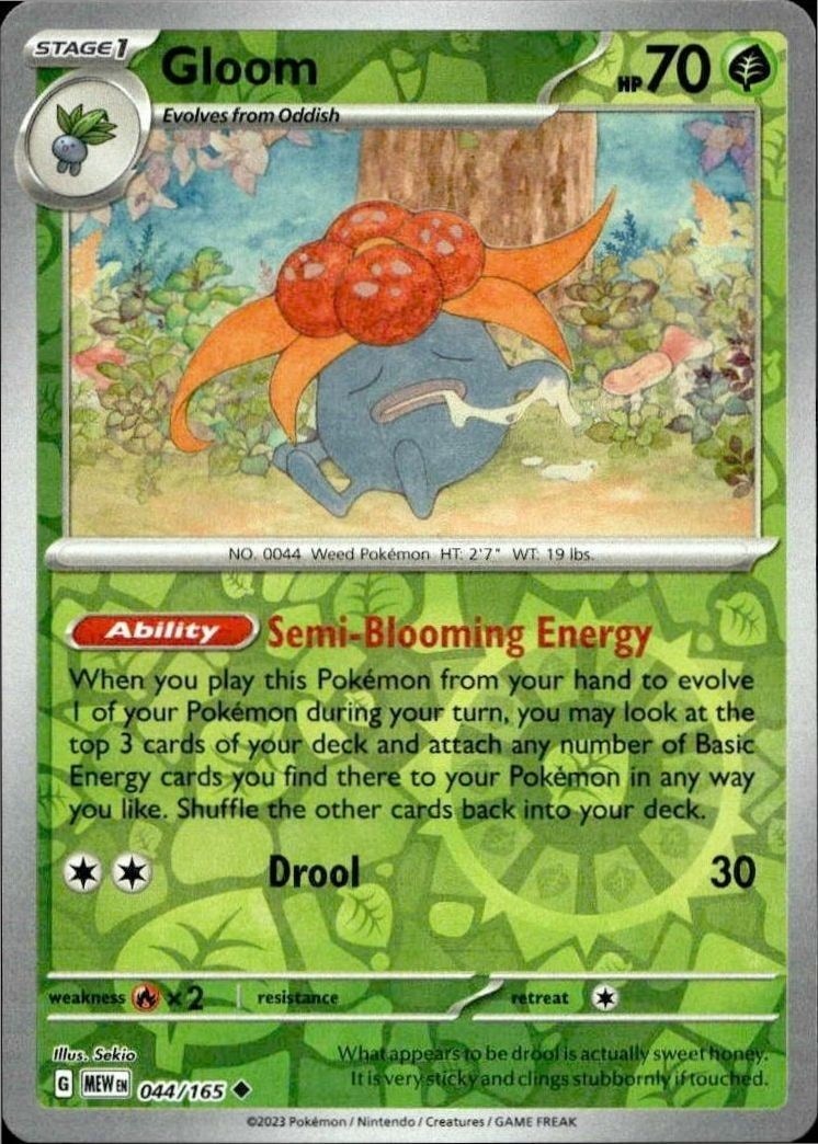 2023 Pokémon 151 Gloom #044/165 trading card