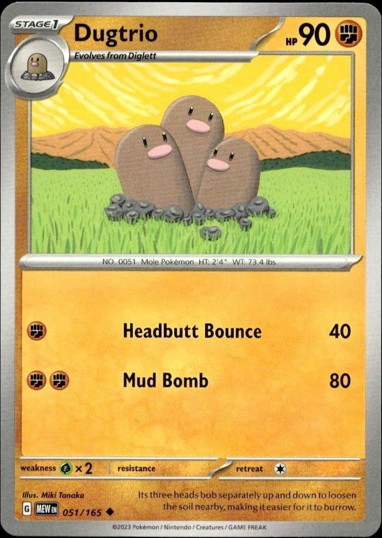 2023 Pokémon 151 Dugtrio #051/165 trading card