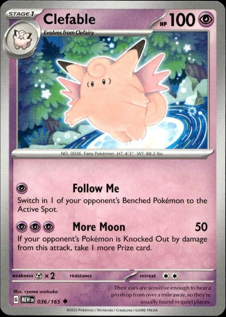 2023 Pokémon 151 Clefable #036/165 trading card