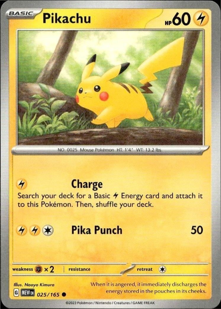 2023 Pokémon 151 Pikachu #025/165 trading card