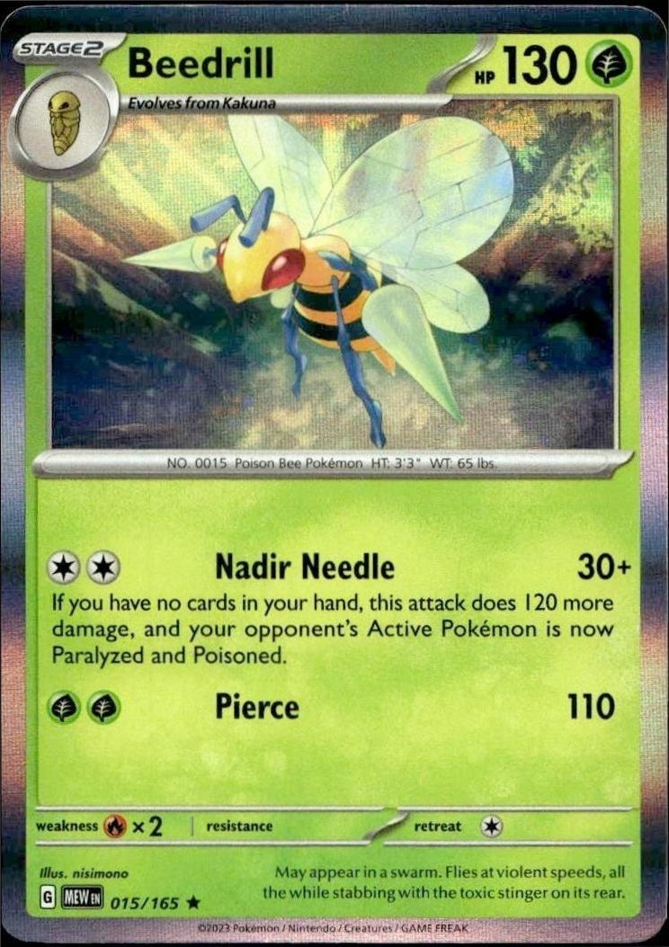 2023 Pokémon 151 Beedrill #015/165 trading card