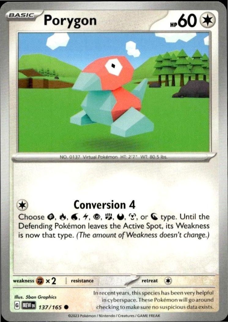 2023 Pokémon 151 Porygon #137/165 trading card