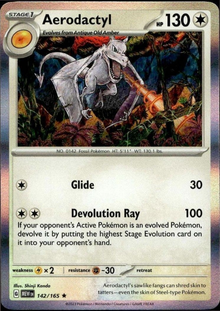 2023 Pokémon 151 Aerodactyl #142/165 trading card