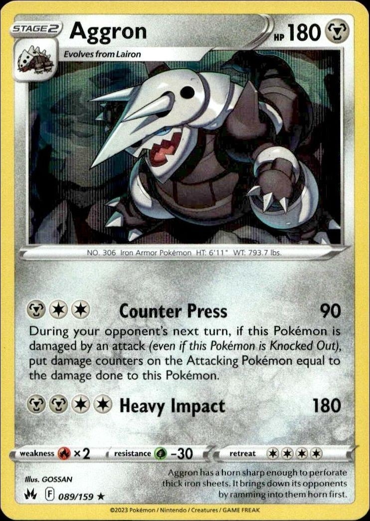 2023 Pokémon Crown Zenith Aggron #089/159 trading card
