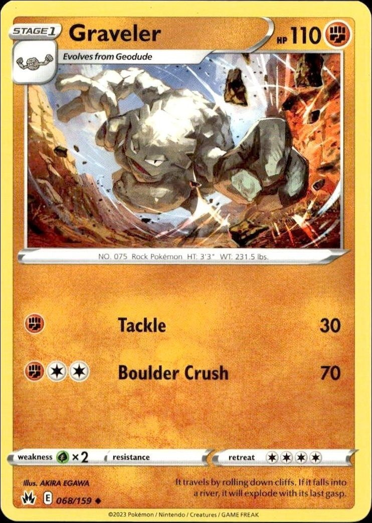 2023 Pokémon Crown Zenith Graveler #068/159 trading card
