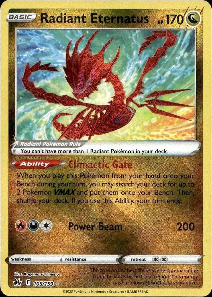 2023 Pokémon Crown Zenith Radiant Eternatus #105/159 trading card