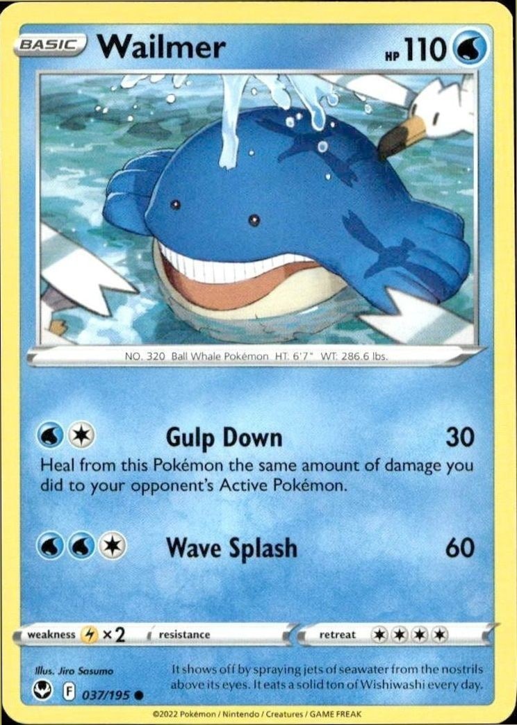 2022 Pokémon Silver Tempest Wailmer #037/195 trading card