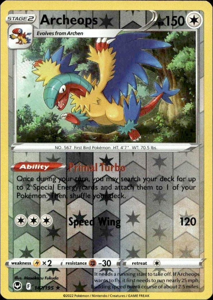 2022 Pokémon Silver Tempest Archeops #147/195 Pokémon card front