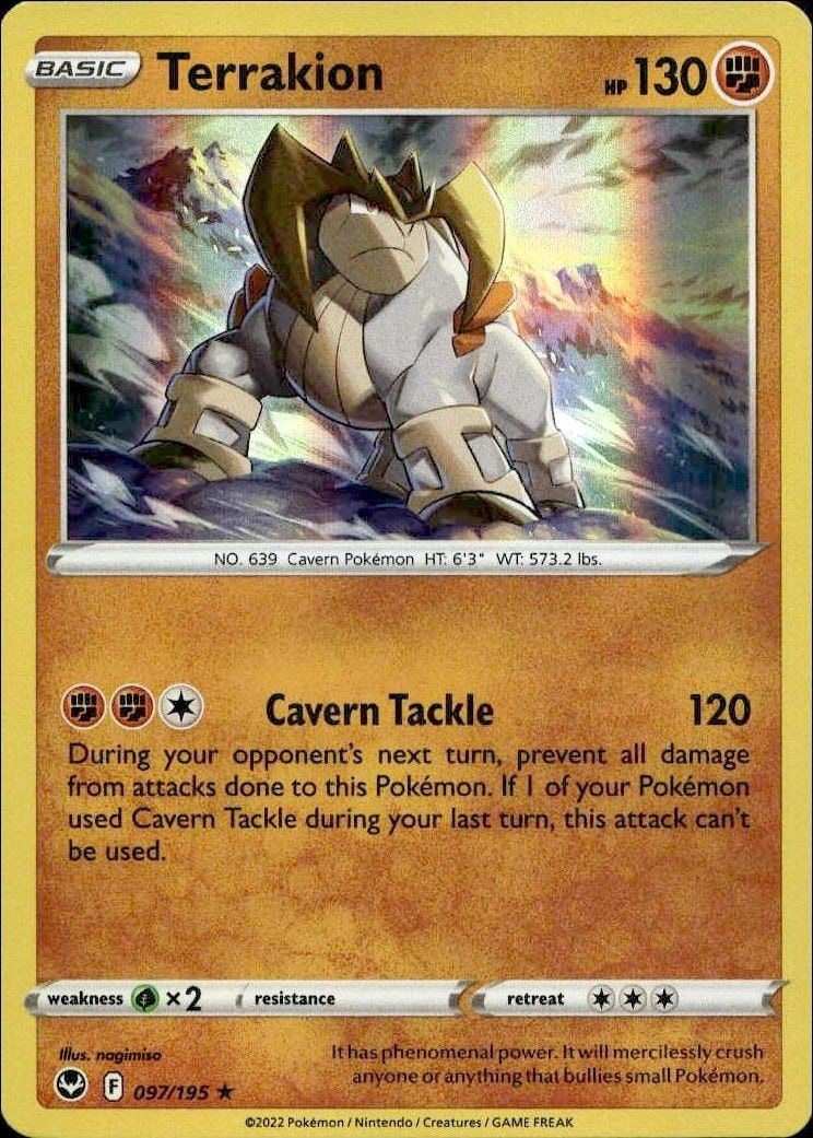 2022 Pokémon Silver Tempest Terrakion #097/195 trading card