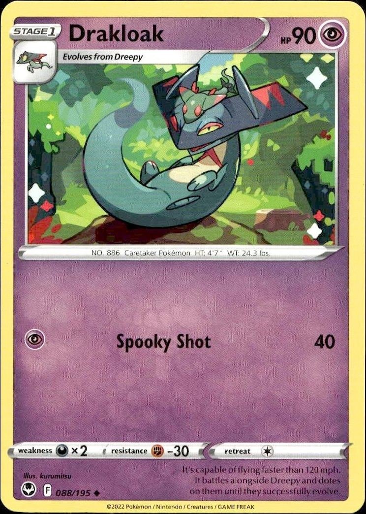 2022 Pokémon Silver Tempest Drakloak #088/195 trading card