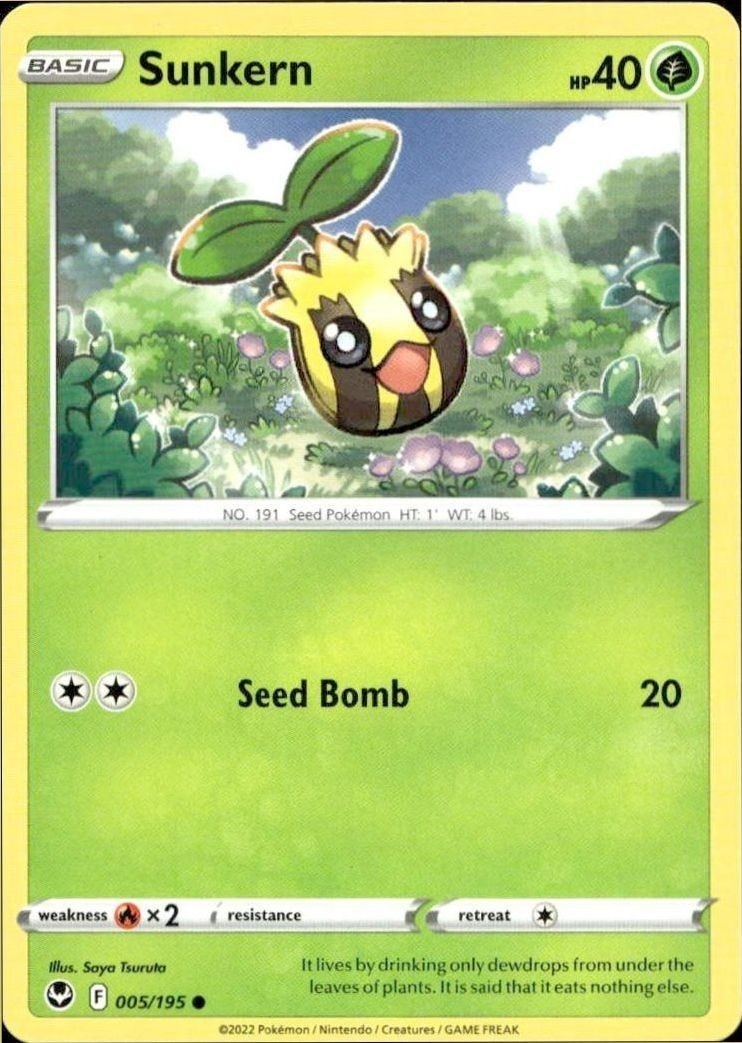 2022 Pokémon Silver Tempest Sunkern #005/195 trading card