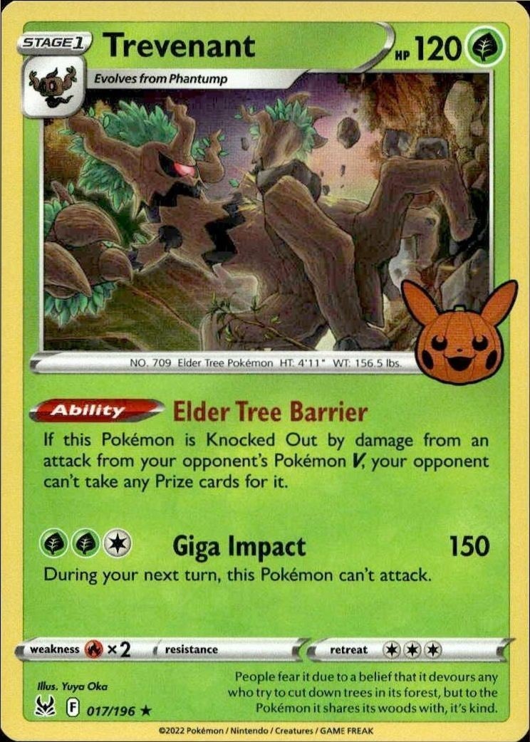 2022 Pokémon Lost Origin Trevenant #017/196 trading card