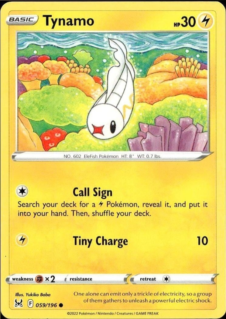 2022 Pokémon Lost Origin Tynamo #059/196 Pokémon card front