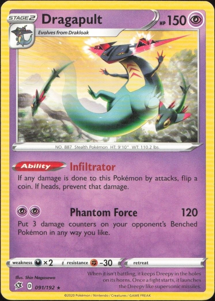 2020 Pokémon Rebel Clash Dragapult #091/192 trading card