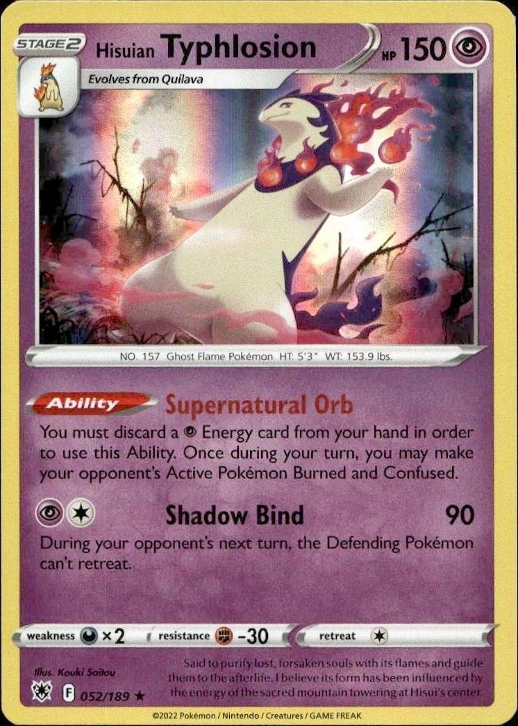 2022 Pokémon Astral Radiance Hisuian Typhlosion #052/189 trading card