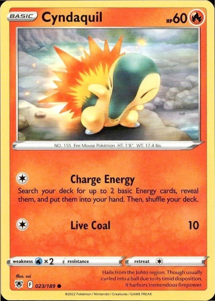 2022 Pokémon Astral Radiance Cyndaquil #023/189 trading card