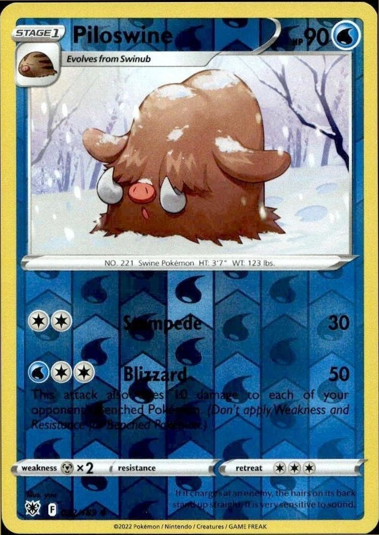 2022 Pokémon Astral Radiance Piloswine #032/189 Pokémon card front