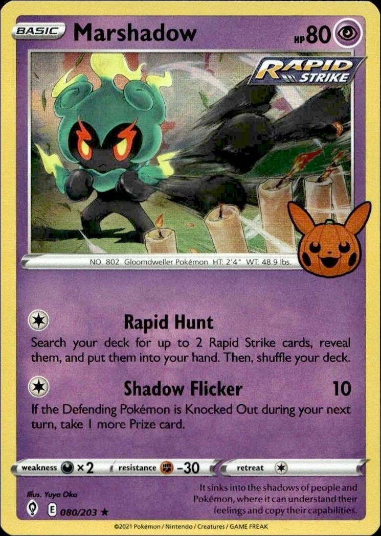 2021 Pokémon Evolving Skies Marshadow #080/203 trading card