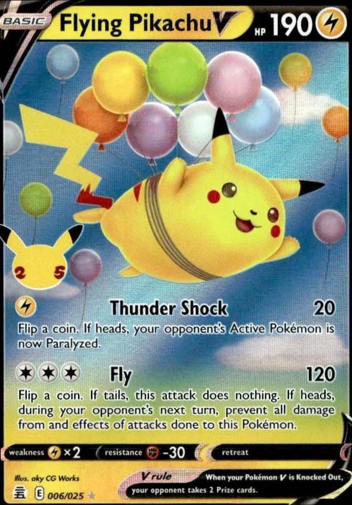 2021 Pokémon Celebrations Flying Pikachu V #006/025 trading card