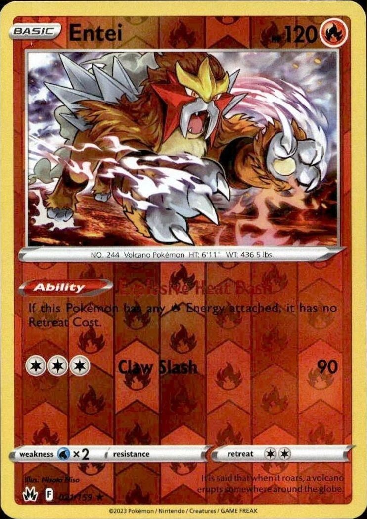 2023 Pokémon Crown Zenith Entei #021/159 trading card