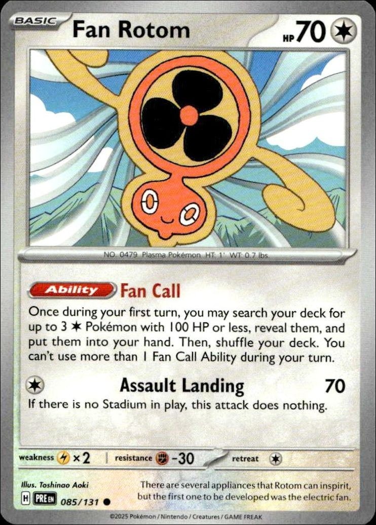 2025 Pokémon Prismatic Evolutions Fan Rotom #085/131 trading card