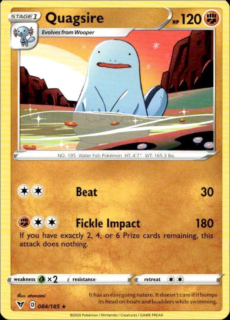 2020 Pokémon Vivid Voltage Quagsire #084/185 Pokémon card front