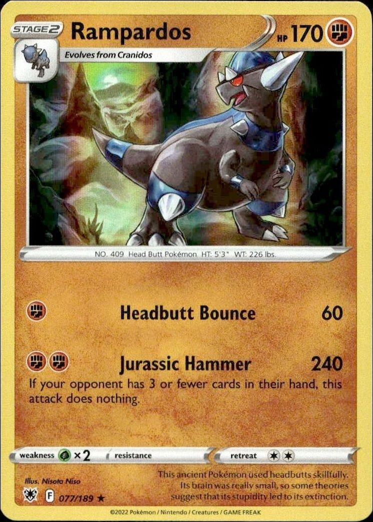 2022 Pokémon Astral Radiance Rampardos #077/189 trading card