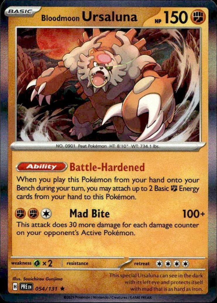 2025 Pokémon Prismatic Evolutions Bloodmoon Ursaluna #054/131 trading card