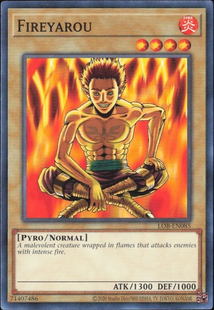 2023 Yu-Gi-Oh Legend of Blue Eyes White Dragon Fireyarou #LOB-EN085 trading card