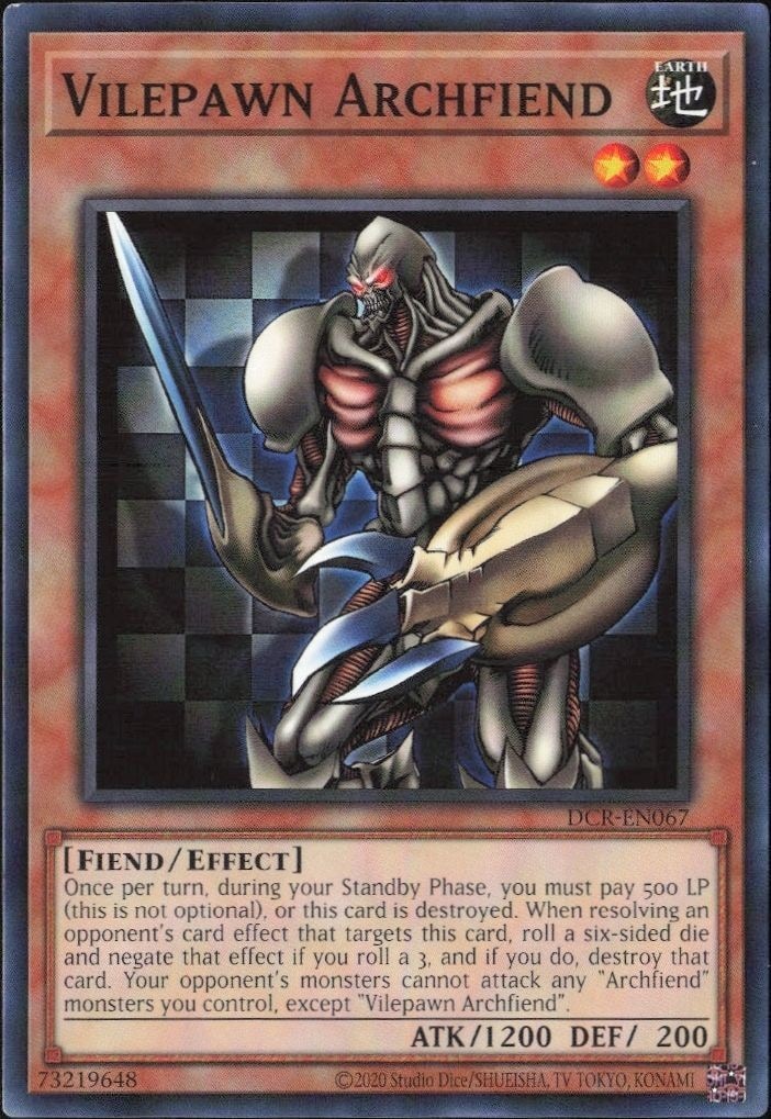 2023 Yu-Gi-Oh! Dark Crisis Vilepawn Archfiend #DCR-EN067 Yu-Gi-Oh! card front
