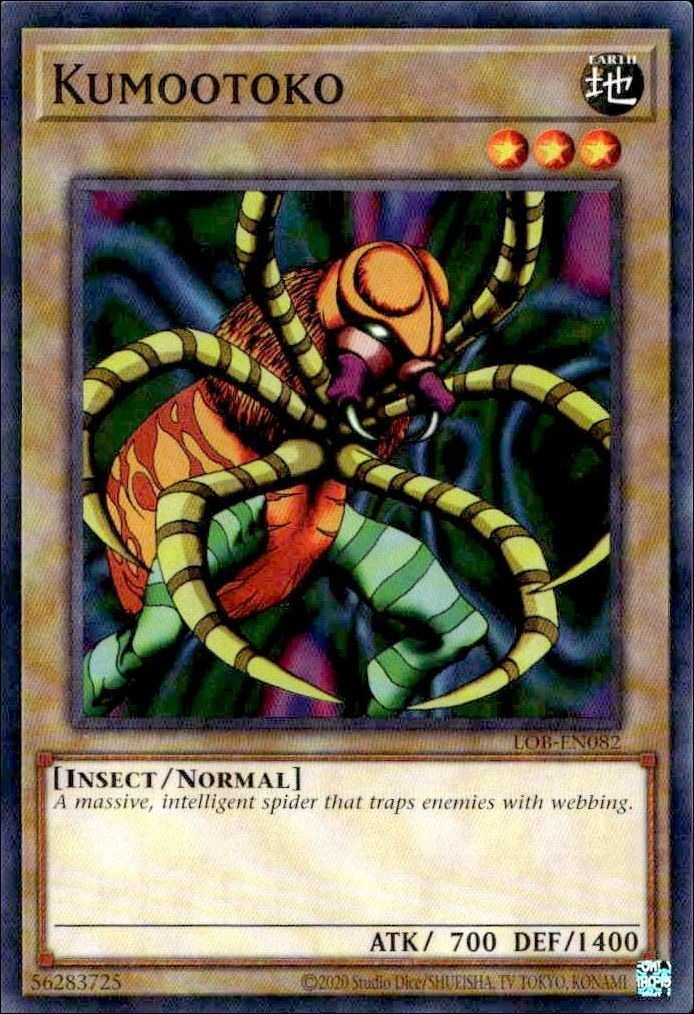 2023 Yu-Gi-Oh Legend of Blue Eyes White Dragon Kumootoko #LOB-EN082 trading card