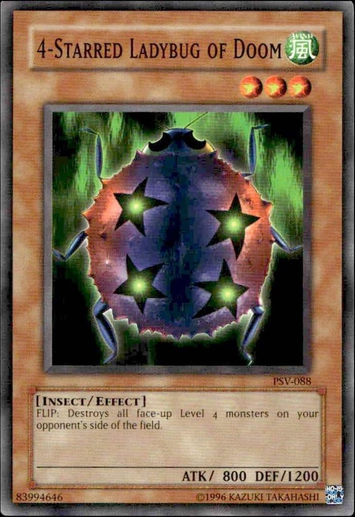 2002 Yu-Gi-Oh! Pharaoh's Servant 4-Starred Ladybug Of Doom #PSV-088 Yu-Gi-Oh! card front