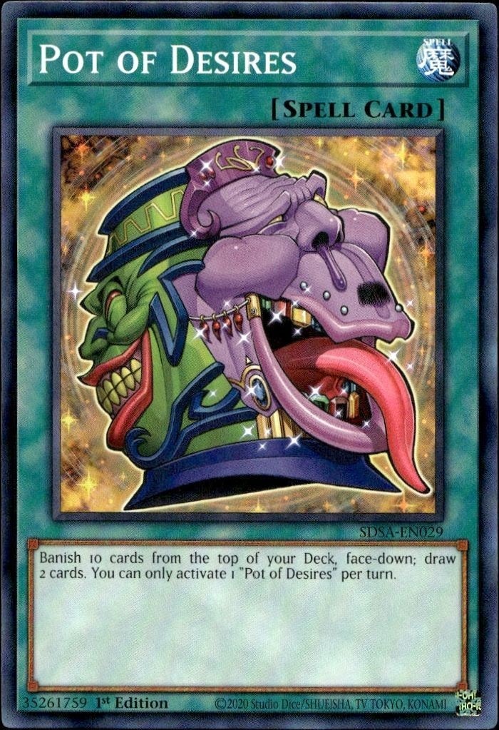 2020 Yu-Gi-Oh! Structure Deck: Sacred Beasts Pot Of Desires #SDSA-EN029 Yu-Gi-Oh! card front