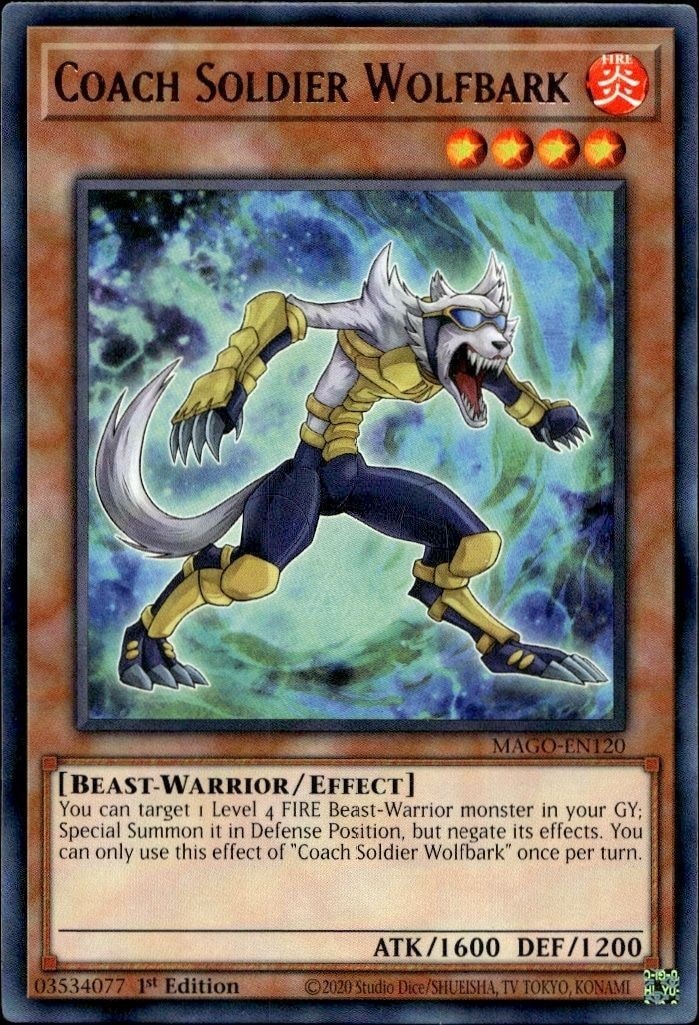 2020 Yu-Gi-Oh Maximum Gold Coach Soldier Wolfbark #MAGO-EN120 trading card