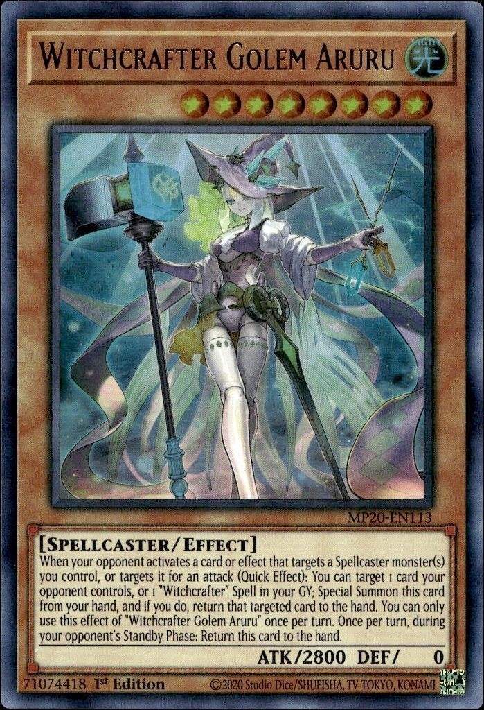 2020 Yu-Gi-Oh 2020 Tin of Lost Memories Mega Pack Witchcrafter Golem Aruru #MP20-EN113 trading card