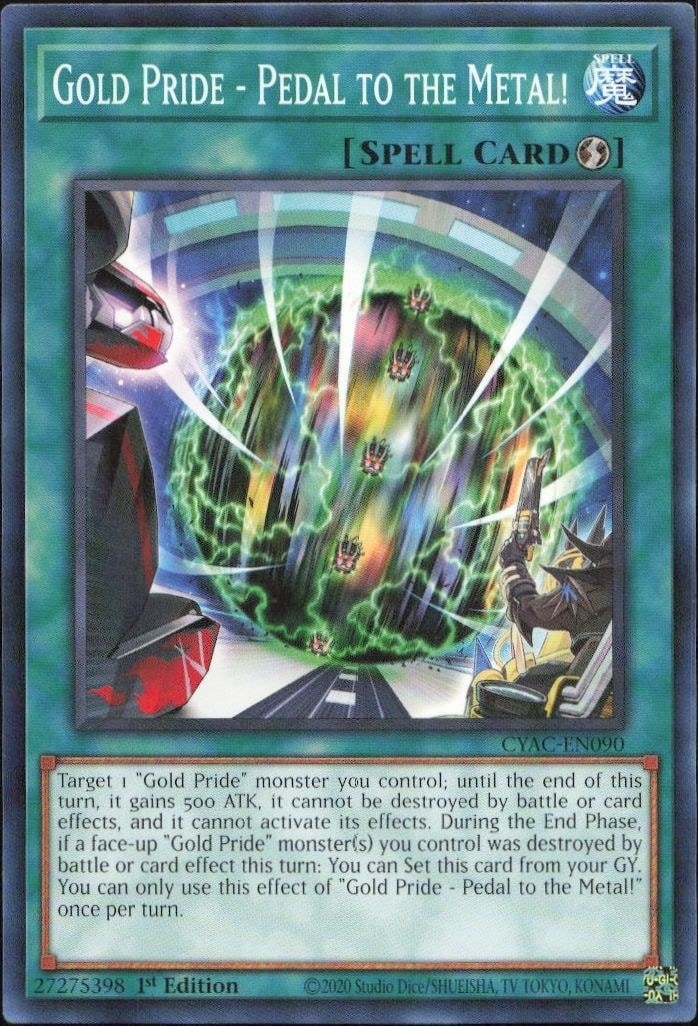 2020 Yu-Gi-Oh! Cyberstorm Access Gold Pride - Pedal To The Metal! #CYAC-EN090 Yu-Gi-Oh! card front