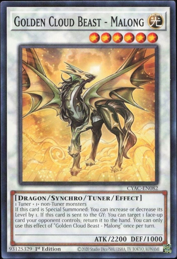 2023 Yu-Gi-Oh Cyberstorm Access Golden Cloud Beast - Malong #CYAC-EN082 trading card