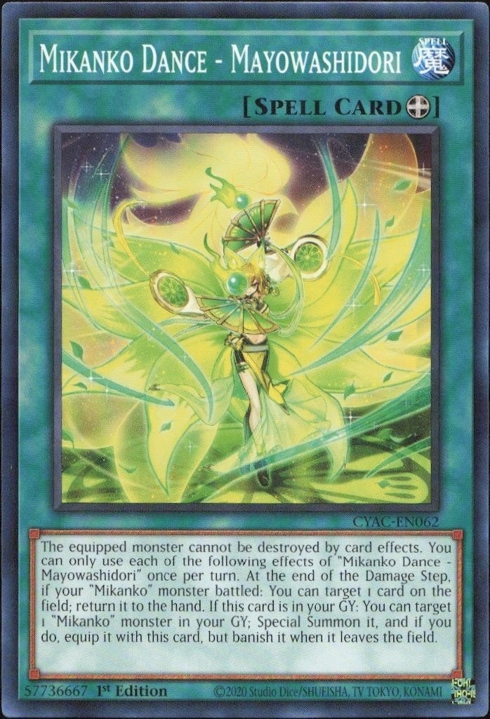2023 Yu-Gi-Oh Cyberstorm Access Mikanko Dance - Mayowashidori #CYAC-EN062 trading card