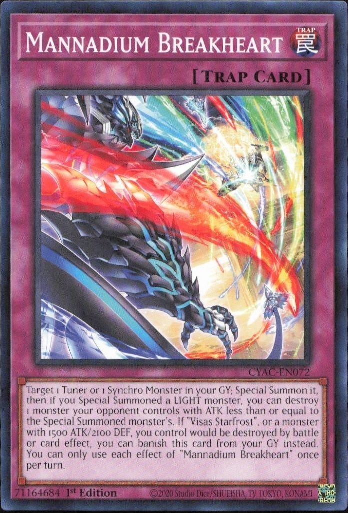 2023 Yu-Gi-Oh Cyberstorm Access Mannadium Breakheart #CYAC-EN072 trading card