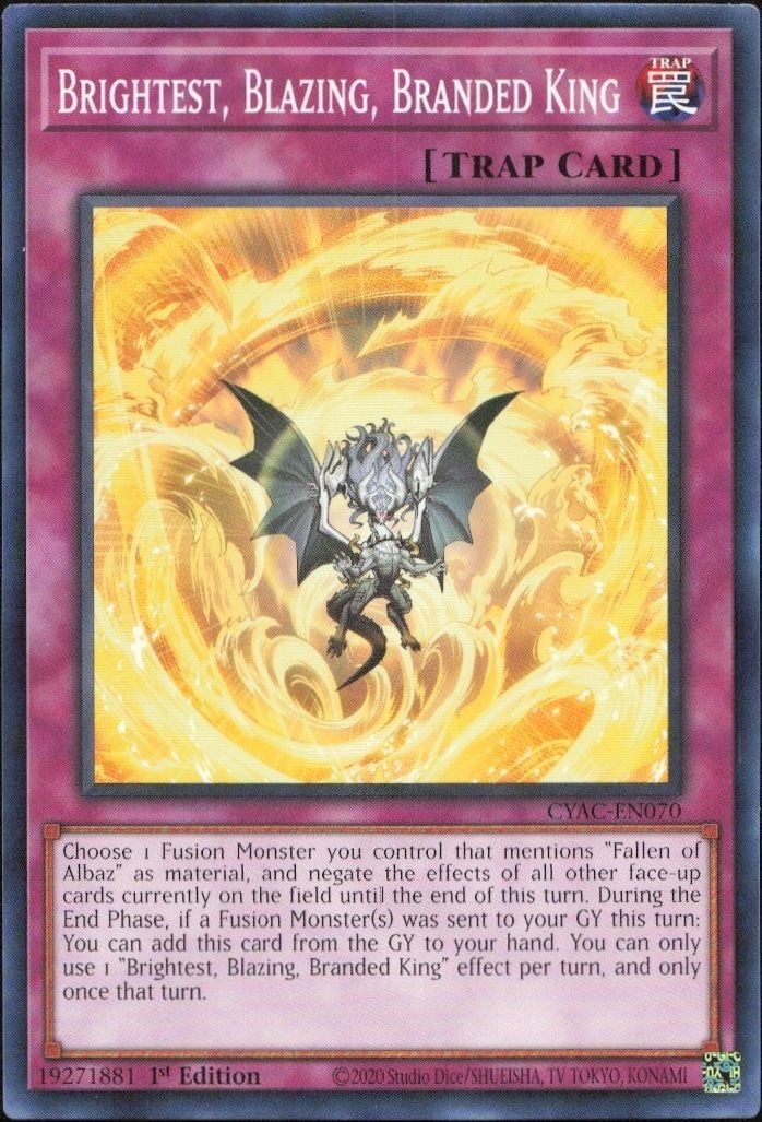 2023 Yu-Gi-Oh Cyberstorm Access Brightest, Blazing, Branded King #CYAC-EN070 trading card