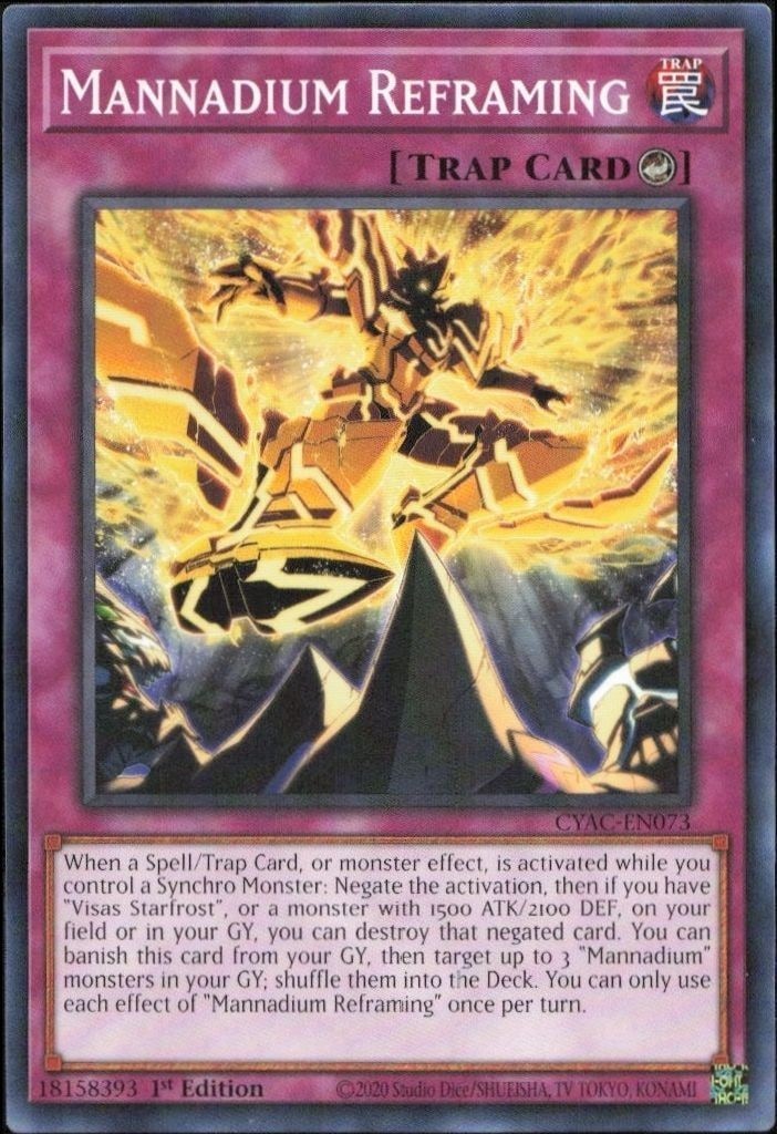 2020 Yu-Gi-Oh! Cyberstorm Access Mannadium Reframing #CYAC-EN073 Yu-Gi-Oh! card front