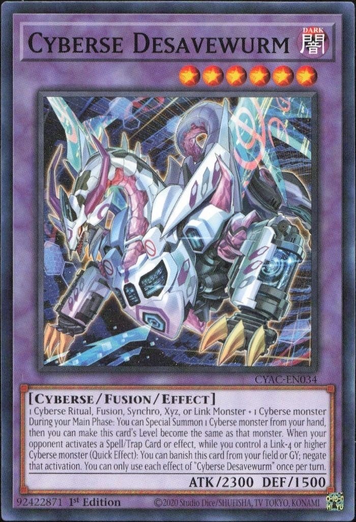 2020 Yu-Gi-Oh! Cyberstorm Access Cyberse Desavewurm #CYAC-EN034 Yu-Gi-Oh! card front