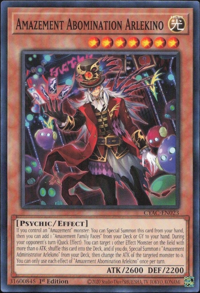 2020 Yu-Gi-Oh! Cyberstorm Access Amazerment Abomination Arlekino #CYAC-EN023 Yu-Gi-Oh! card front