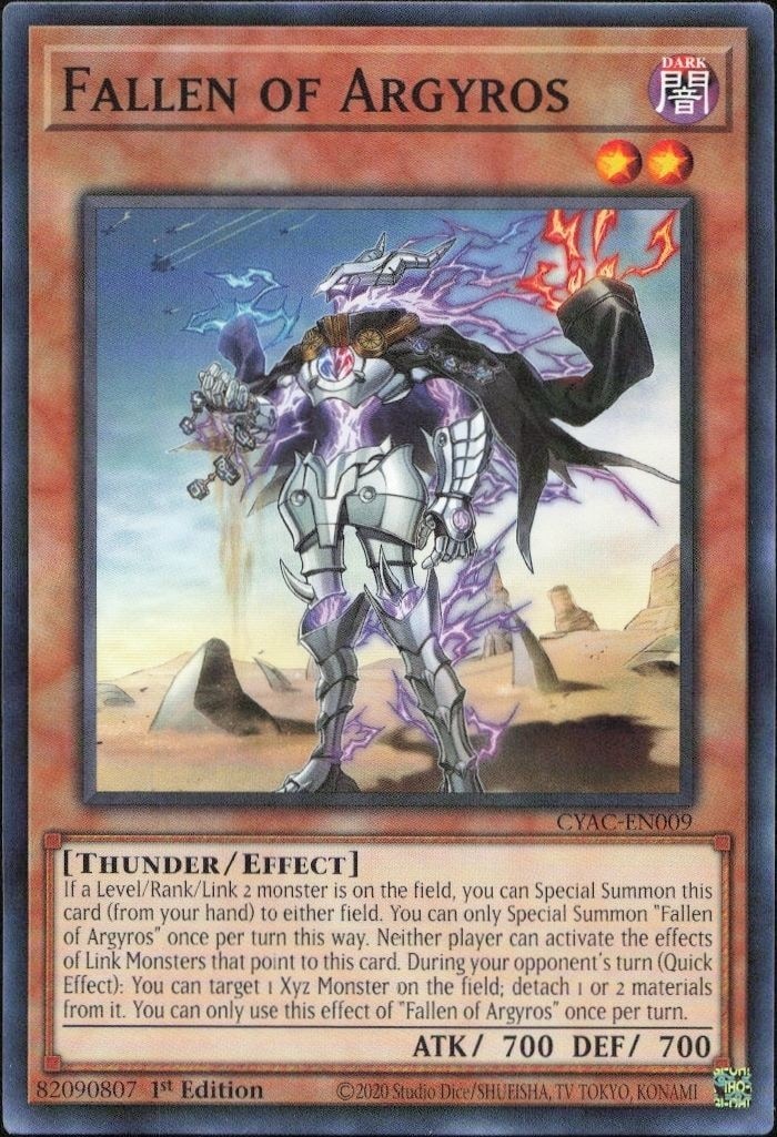 2023 Yu-Gi-Oh Cyberstorm Access Fallen of Argyros #CYAC-EN009 trading card