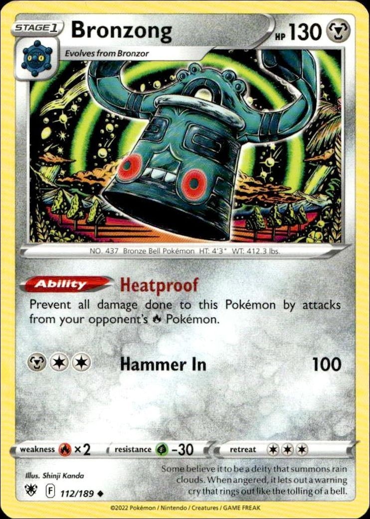 2022 Pokémon Astral Radiance Bronzong #112/189 trading card