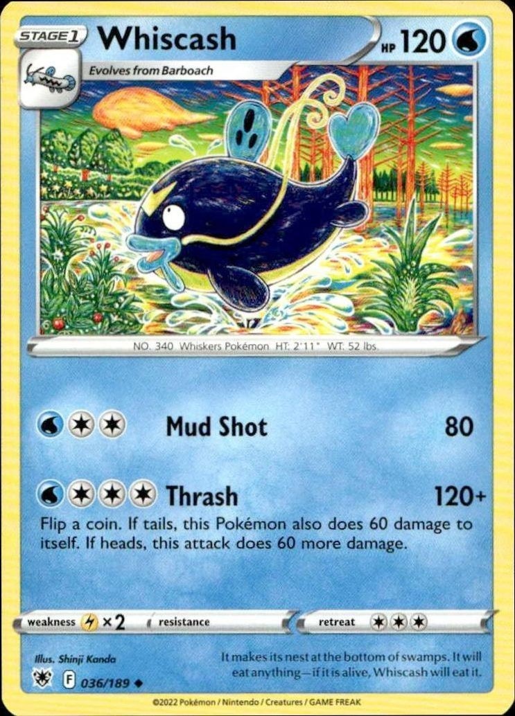 2022 Pokémon Astral Radiance Whiscash #036/189 trading card